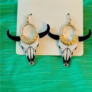 Gold colored buffalo earrings
